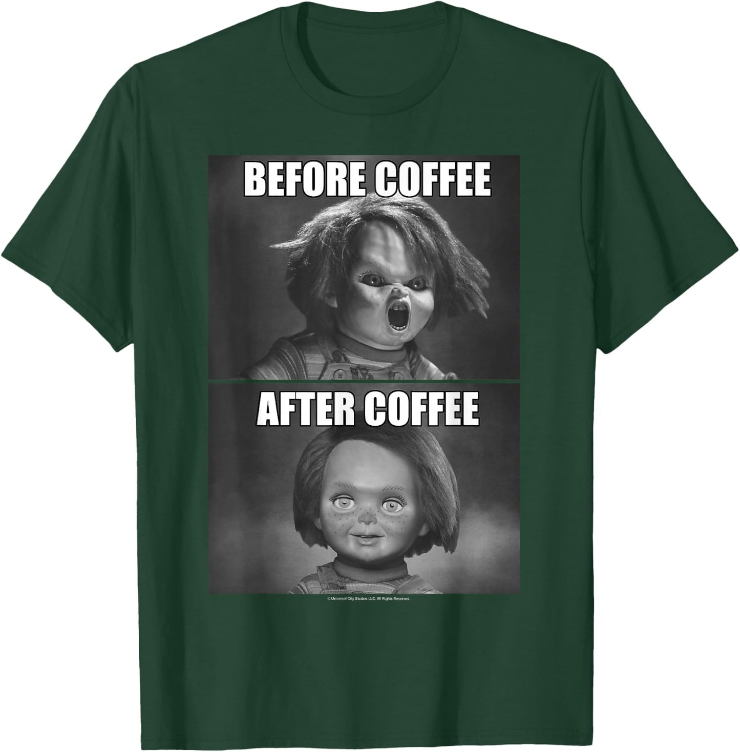 Child's Play Chucky Before Coffee After Coffee T-Shirt - T-Shirt | Forest