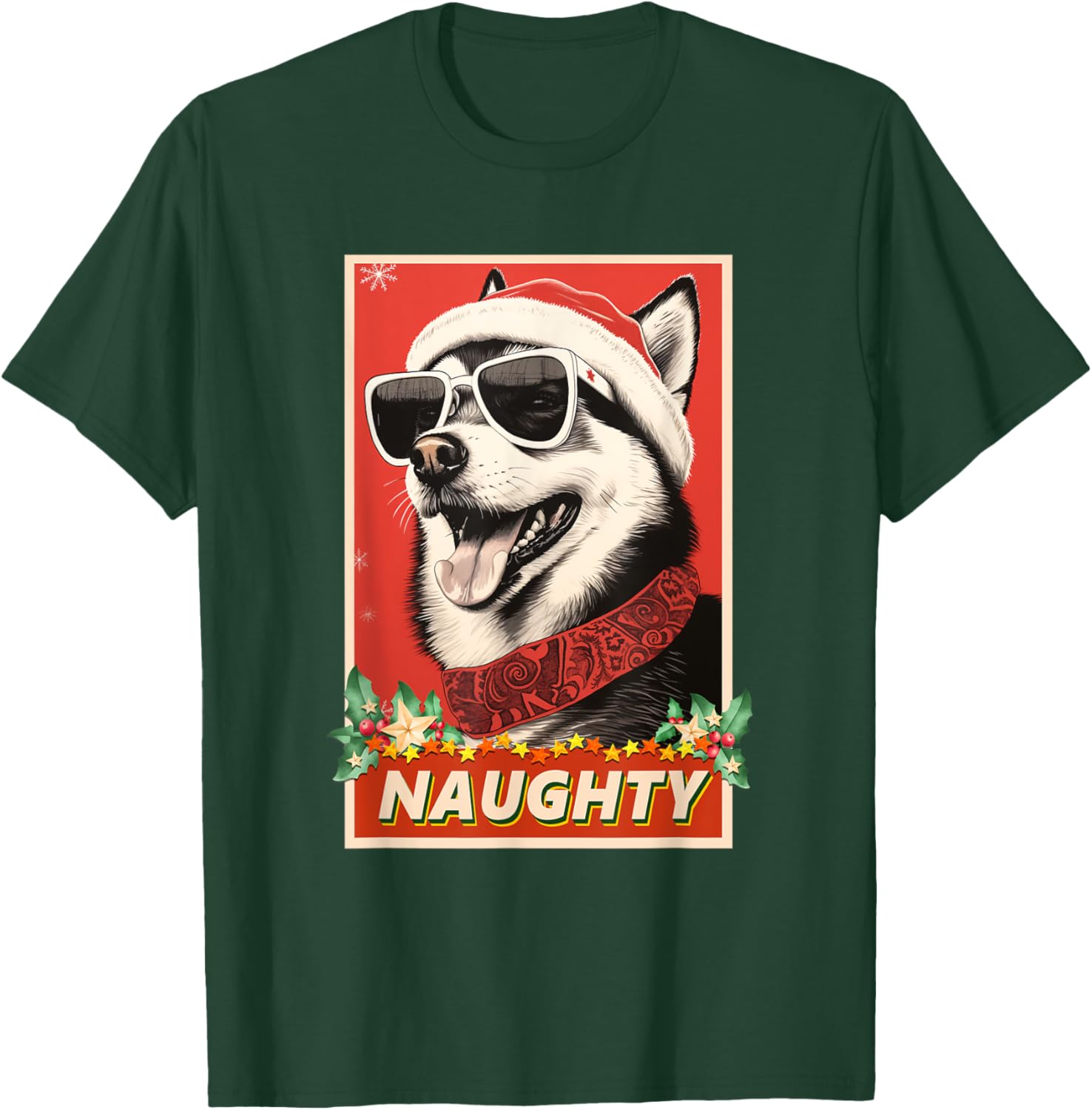 Funny Alaskan Klee Kai Christmas Naughty T-Shirt - T-Shirt | Forest