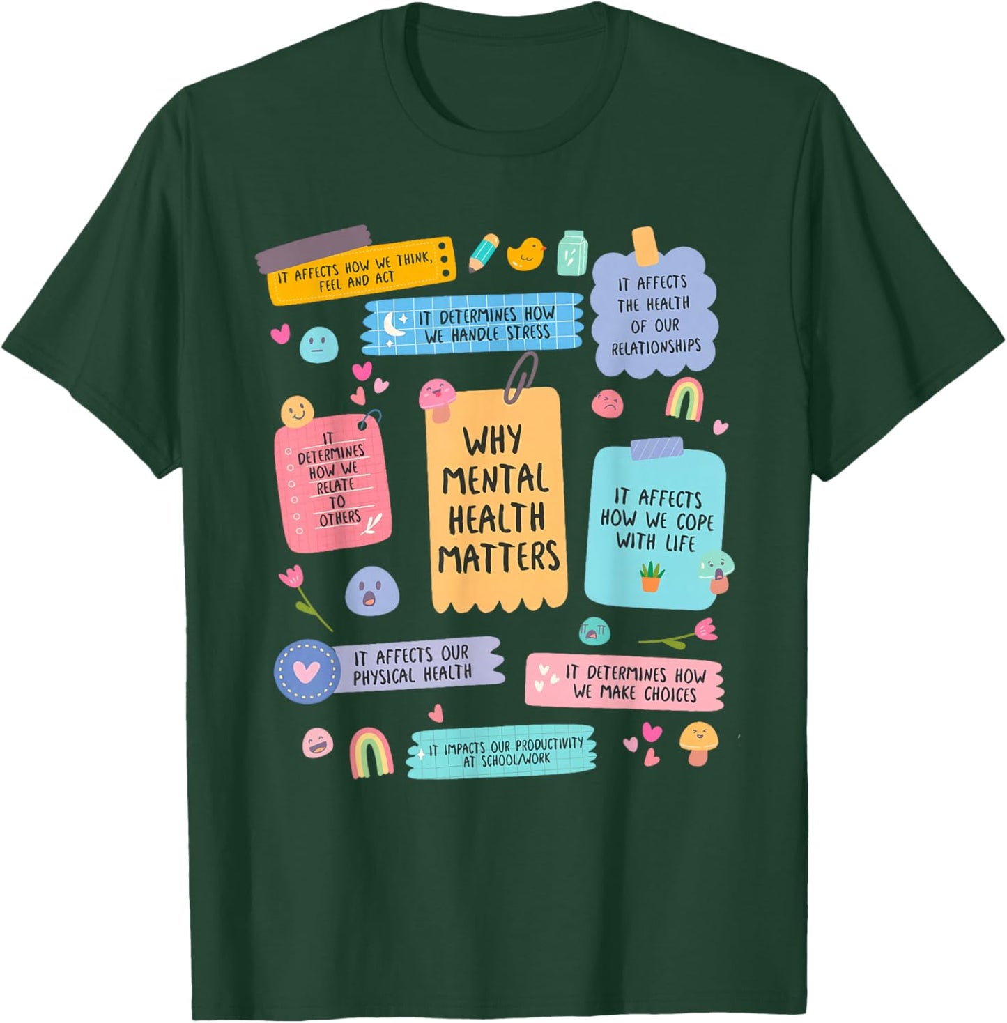 Mental Health Matters Human Brain Illness Awareness Reasons T-Shirt - T-Shirt | Forest