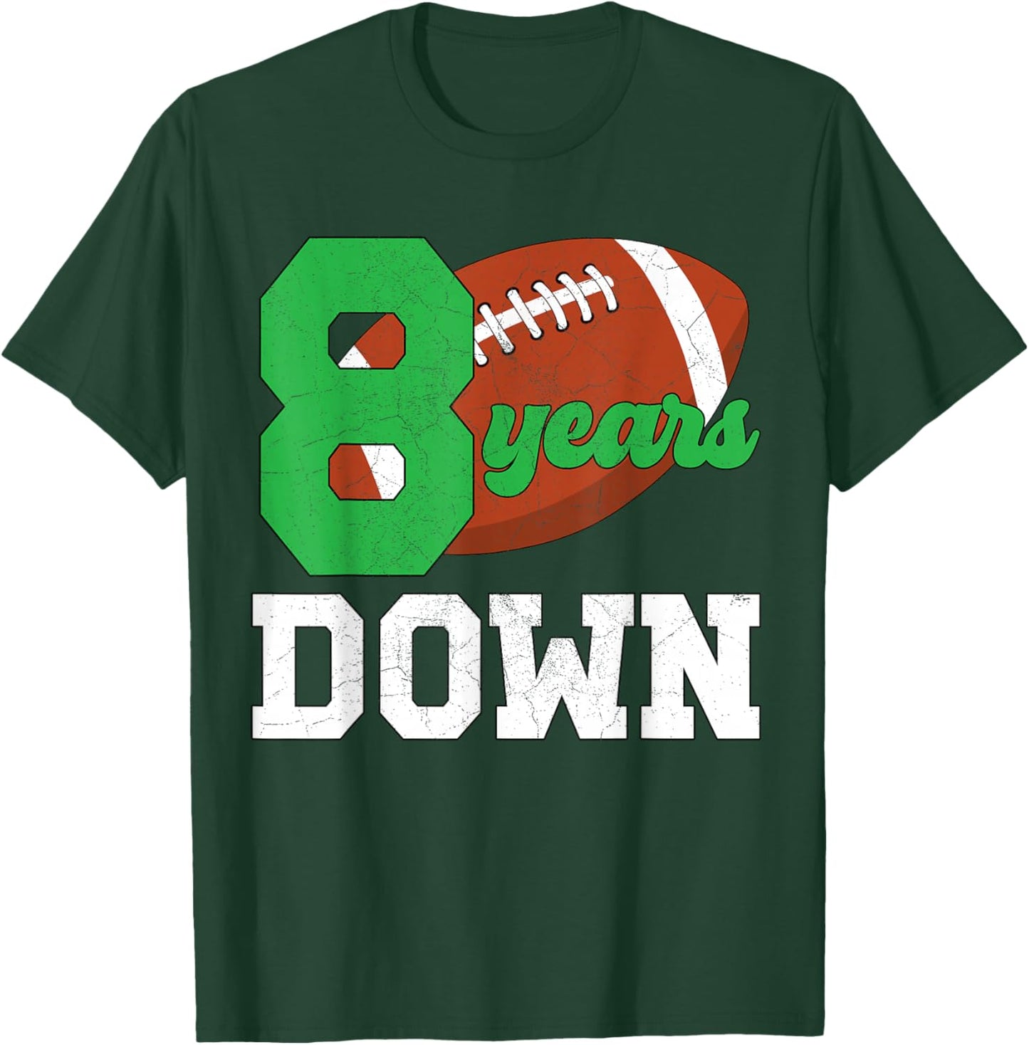 8th Birthday Football Boy Eight Year Old Football Player T-Shirt - T-Shirt | Forest