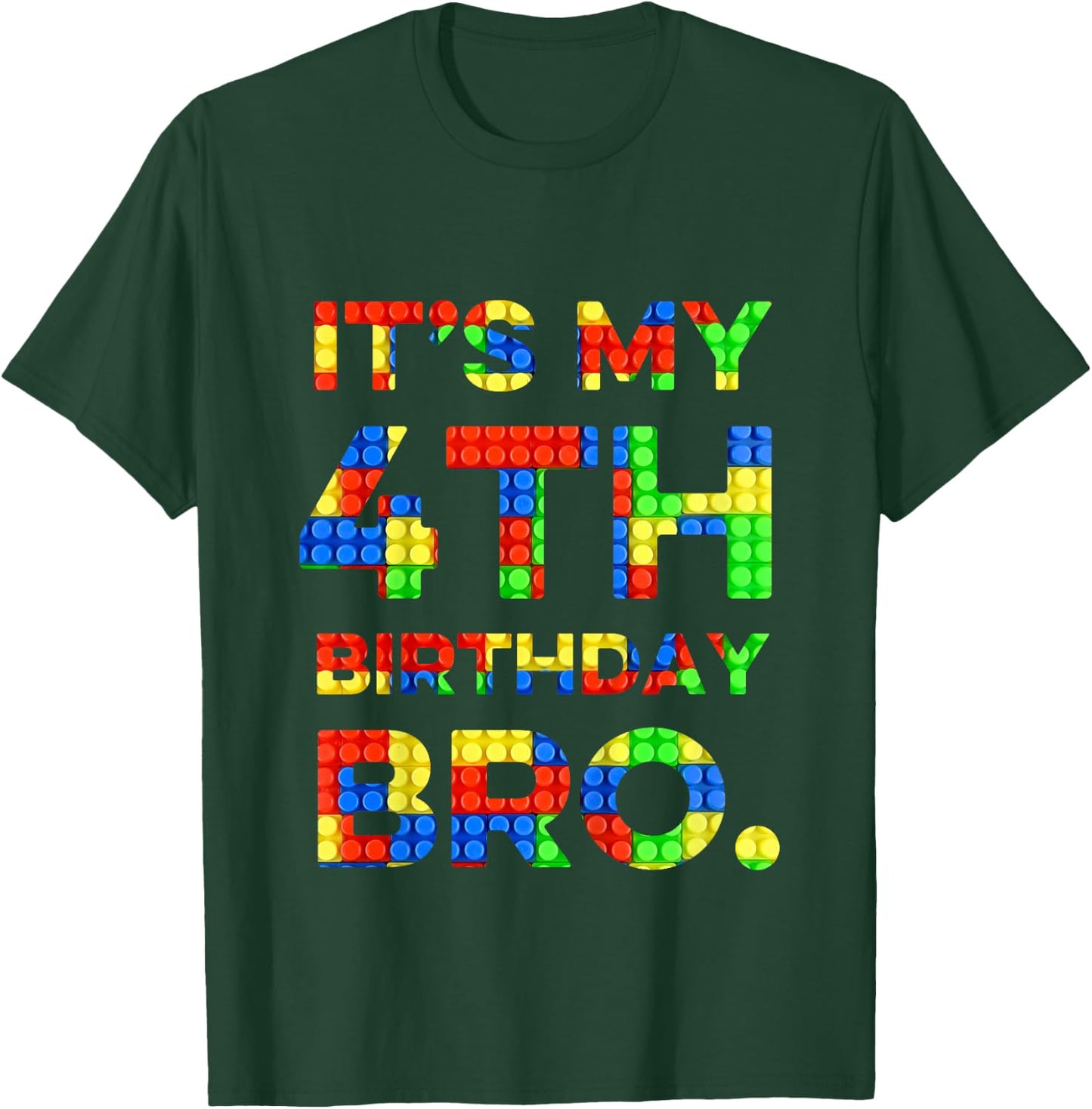 Kids Cute 4th Birthday Shirt 4 Years Old Block Building Boys T-Shirt - T-Shirt | Forest
