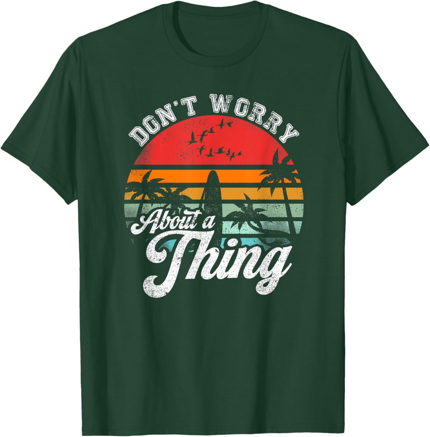 Retro Beach Summer Vibes Don't Worry About A Thing Funny Jamaica Rasta Reggae Novelty T-Shirt - T-Shirt | Forest