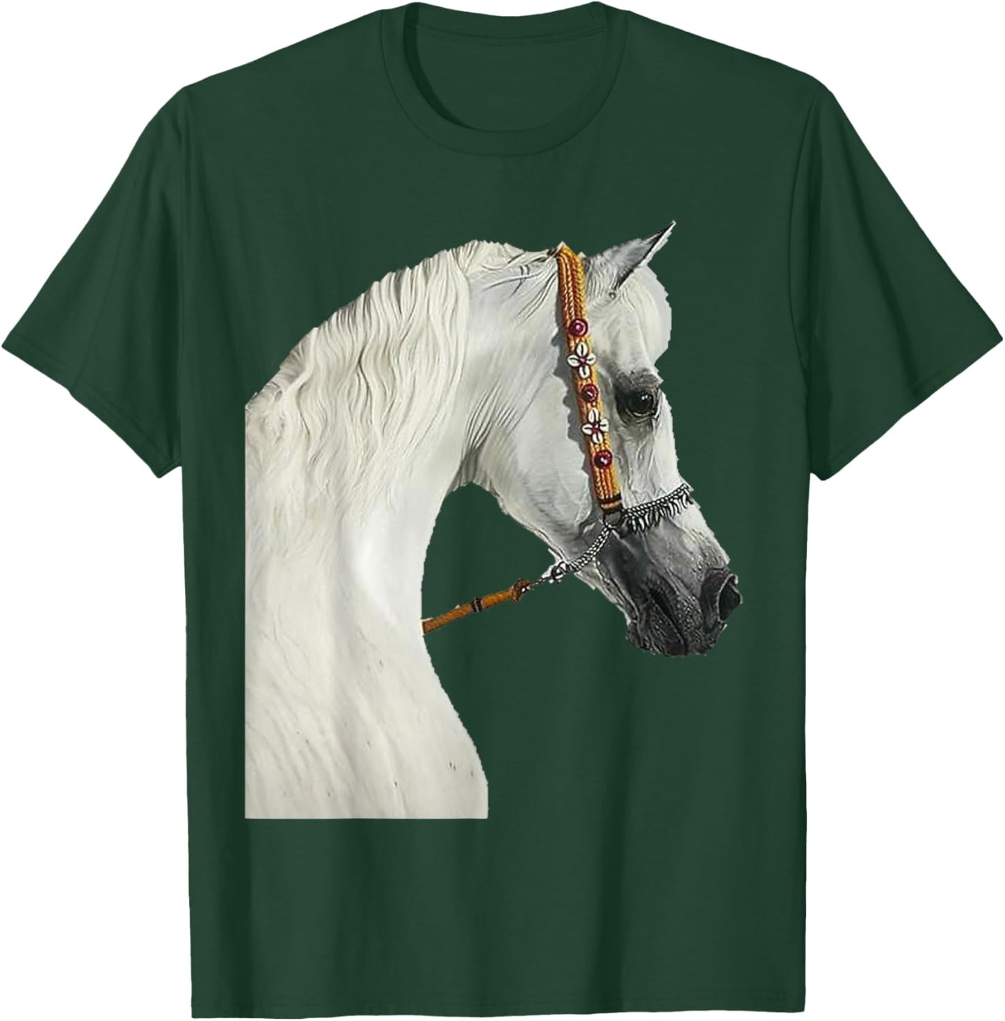 Arabian Horse White Horse Majestic Luxurious Fancy Arabic T-Shirt - T-Shirt | Forest