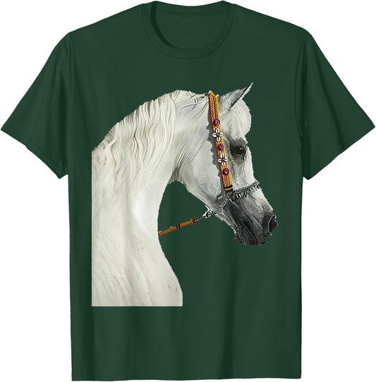 Arabian Horse White Horse Majestic Luxurious Fancy Arabic T-Shirt - T-Shirt | Forest