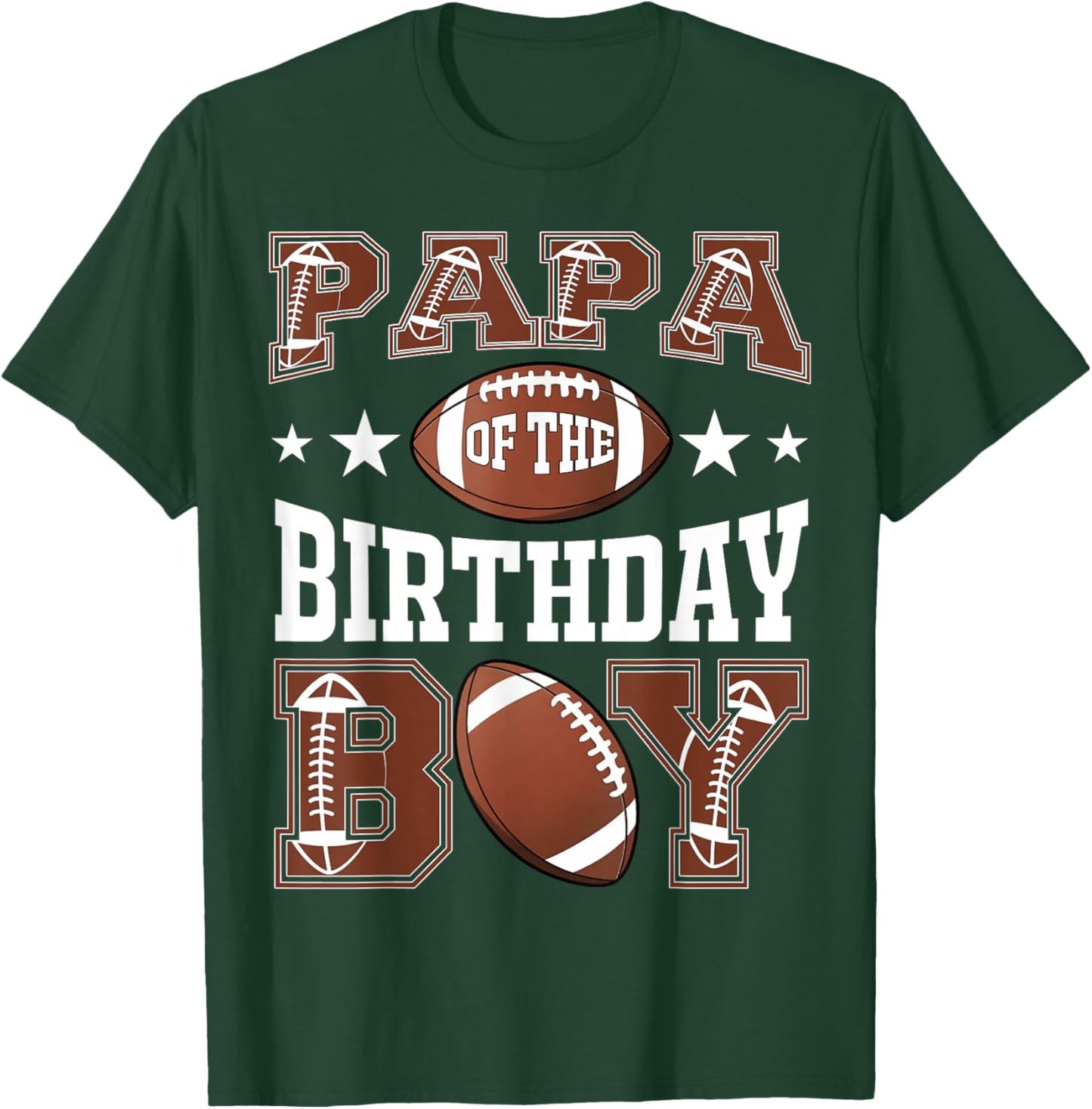 Papa Of The Birthday Boy Football Game Day T-Shirt - T-Shirt | Forest