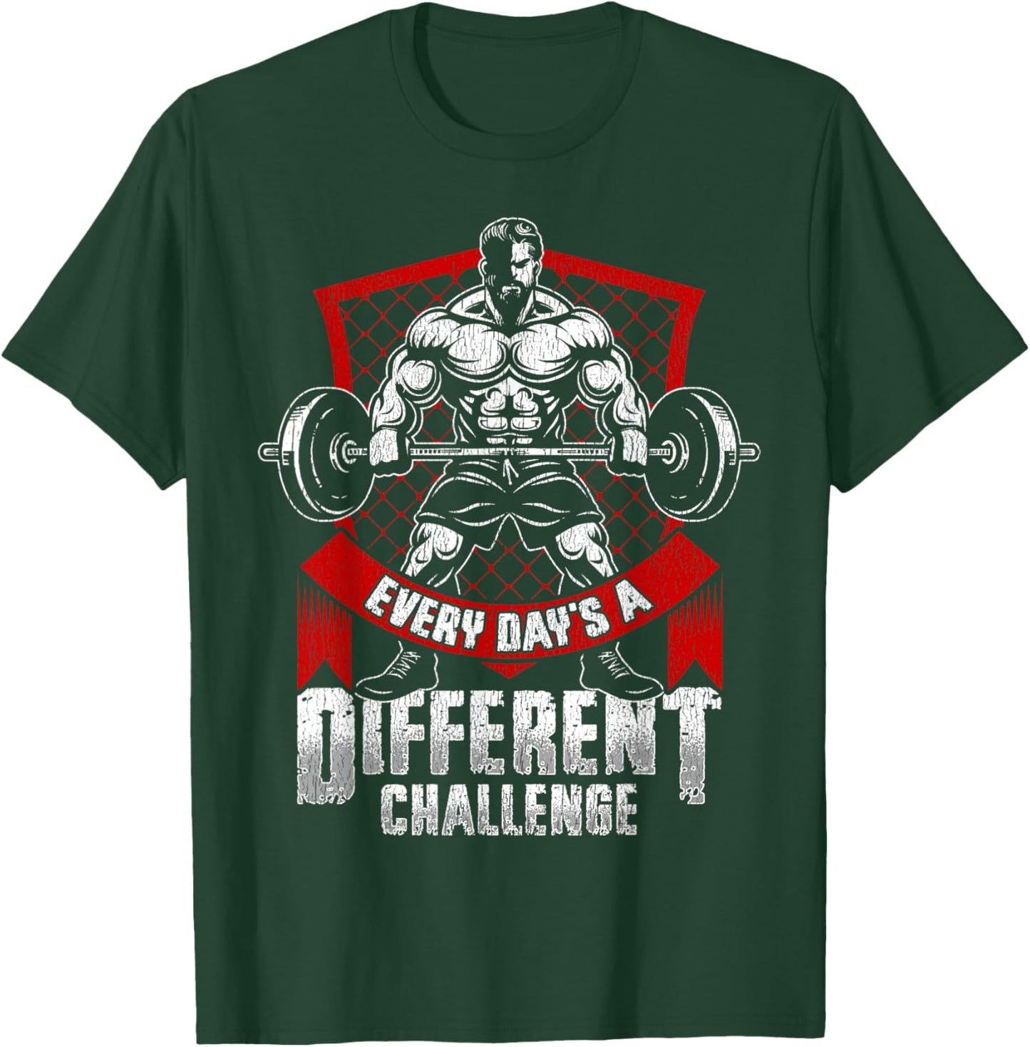 Weightlifting Gym Workout Every Day’s a Different Challenge T-Shirt - T-Shirt | Forest
