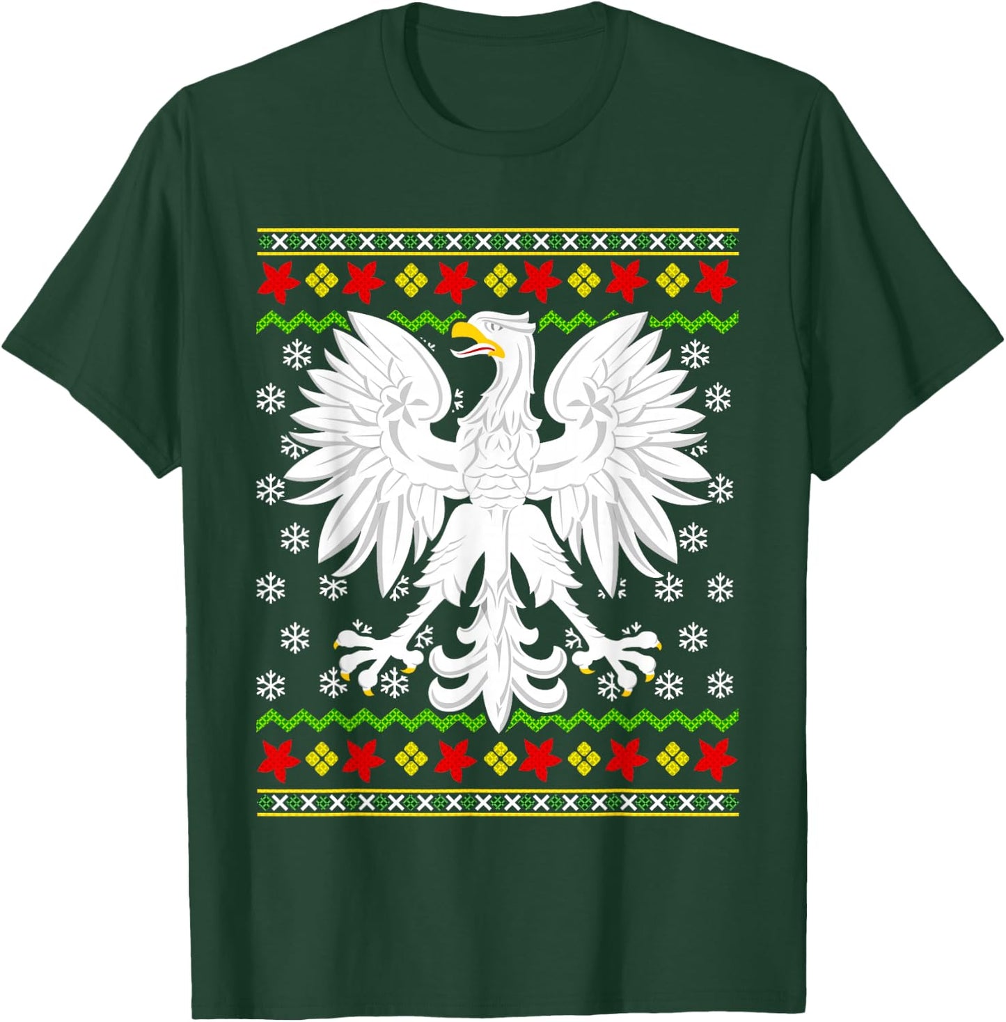 Poland Polish Family Men Women Kids Mom Dad Couple Ugly Christmas Polish Polska Eagle T-Shirt - T-Shirt | Forest