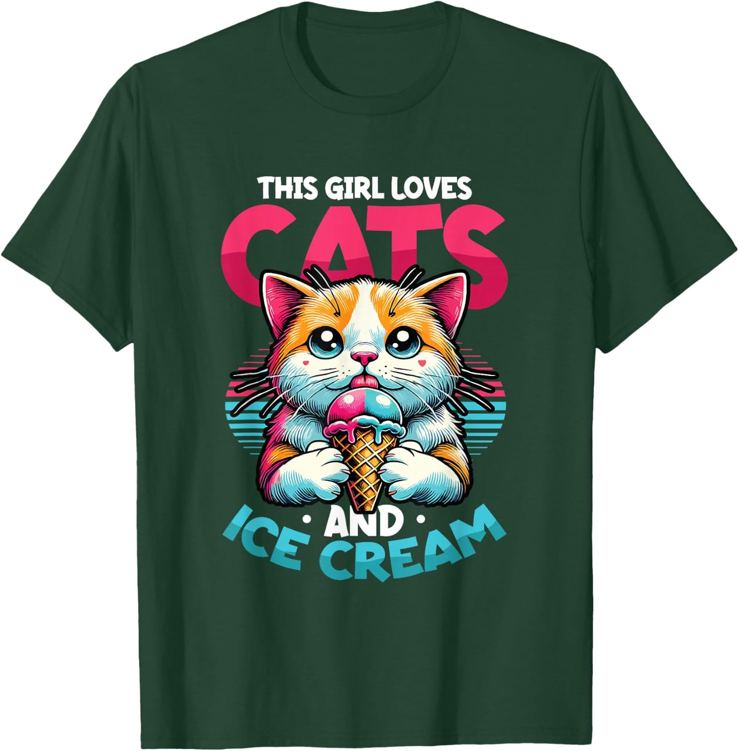 This Girl Loves Cats And Ice Cream T-Shirt - T-Shirt | Forest