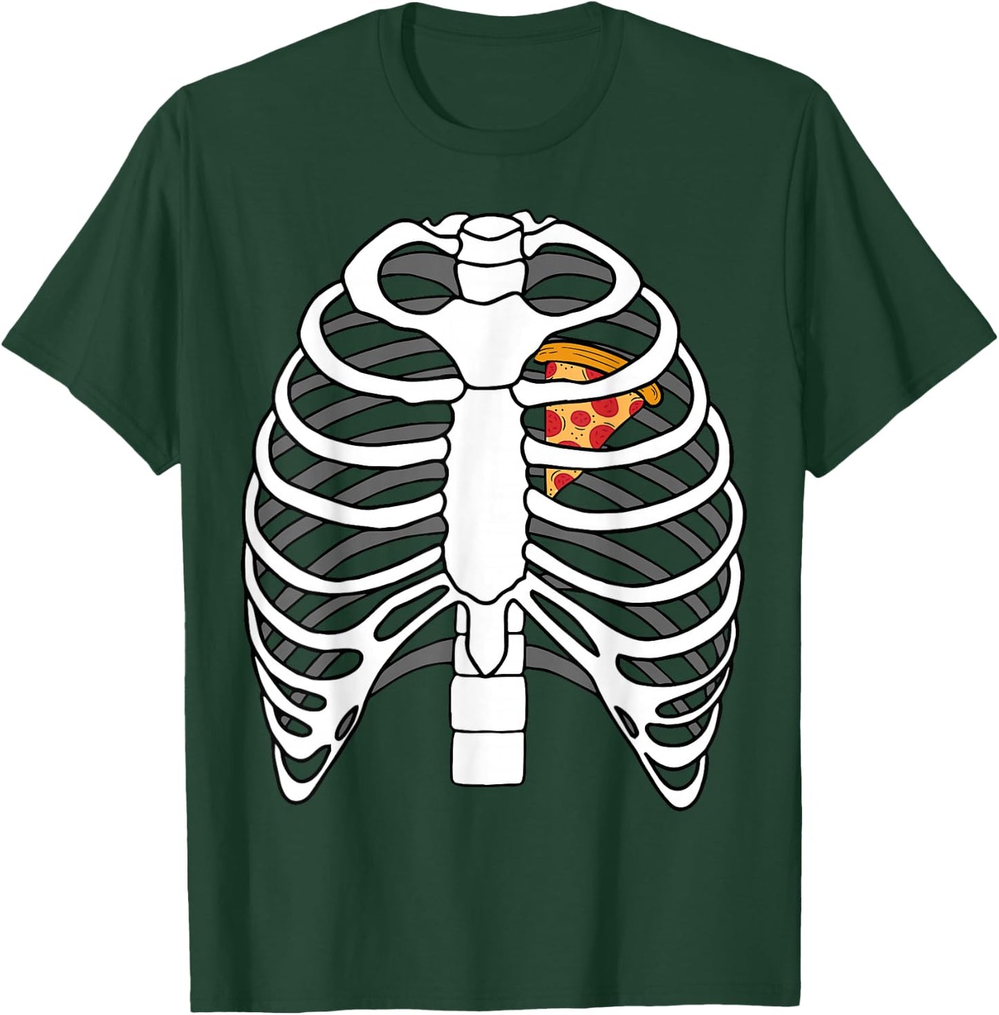 Skeleton Rib Pizza Heart Costume Easy Food Halloween Gifts T-Shirt - T-Shirt | Forest