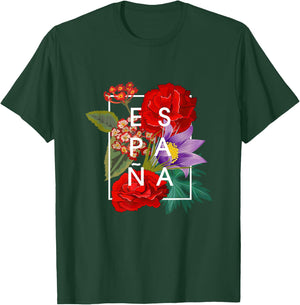 Flowers of España - Spain Word Art - Spanish Pride T-Shirt - T-Shirt | Forest