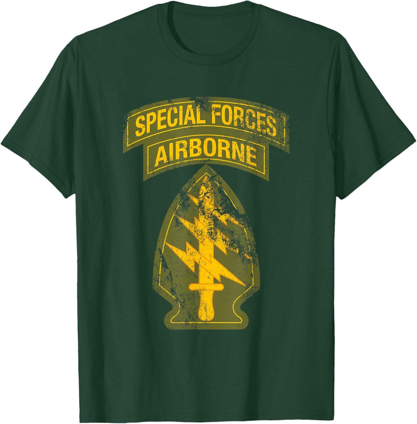 US Special Forces - SF Green Beret Patch & Tab OD Green T-Shirt - T-Shirt | Forest