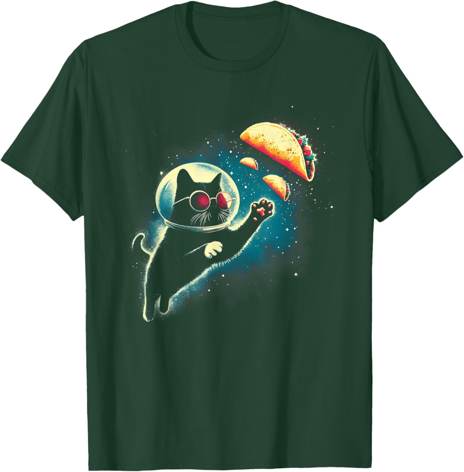 Cat In Space Grabs Tacos - Funny Kitten Space Taco Lover T-Shirt - T-Shirt | Forest