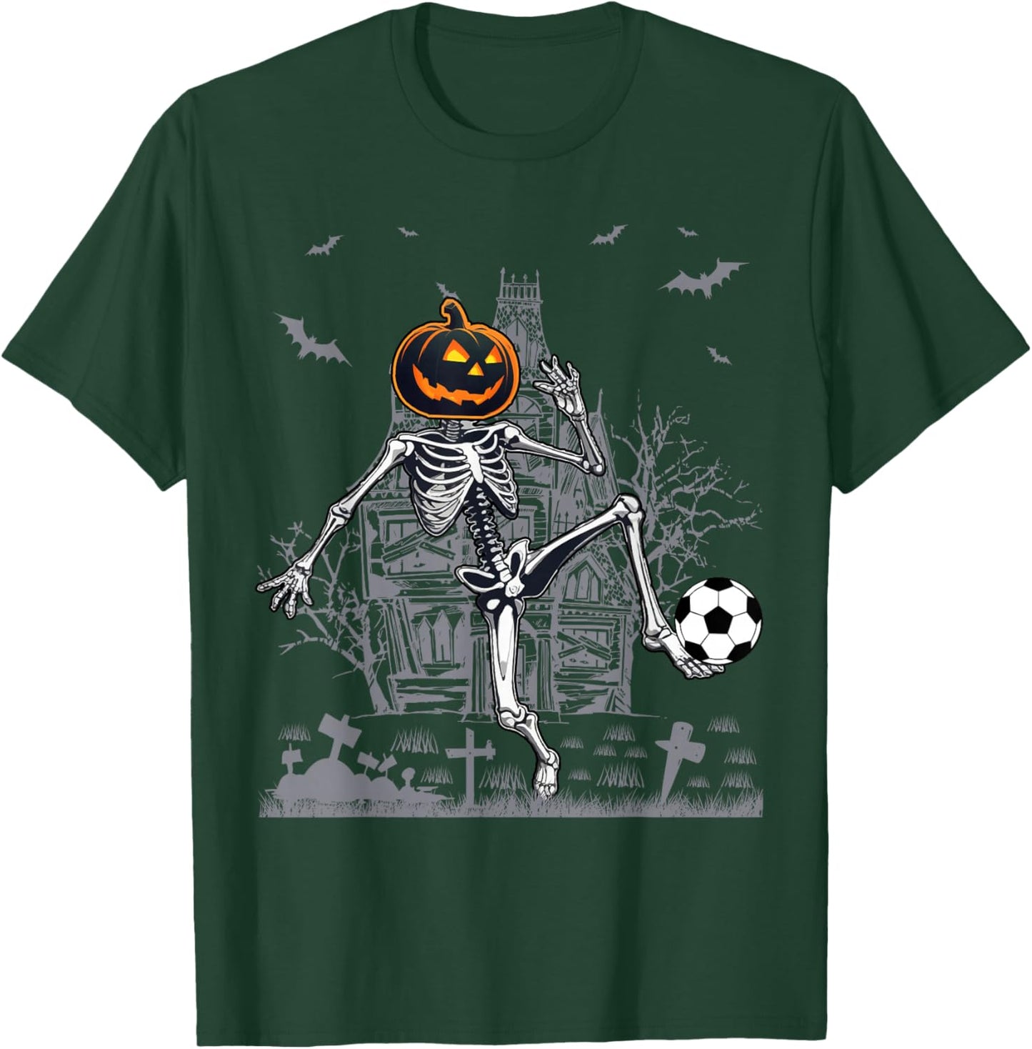 Soccer Skeleton Halloween Men Boys Soccer Halloween T-Shirt - T-Shirt | Forest
