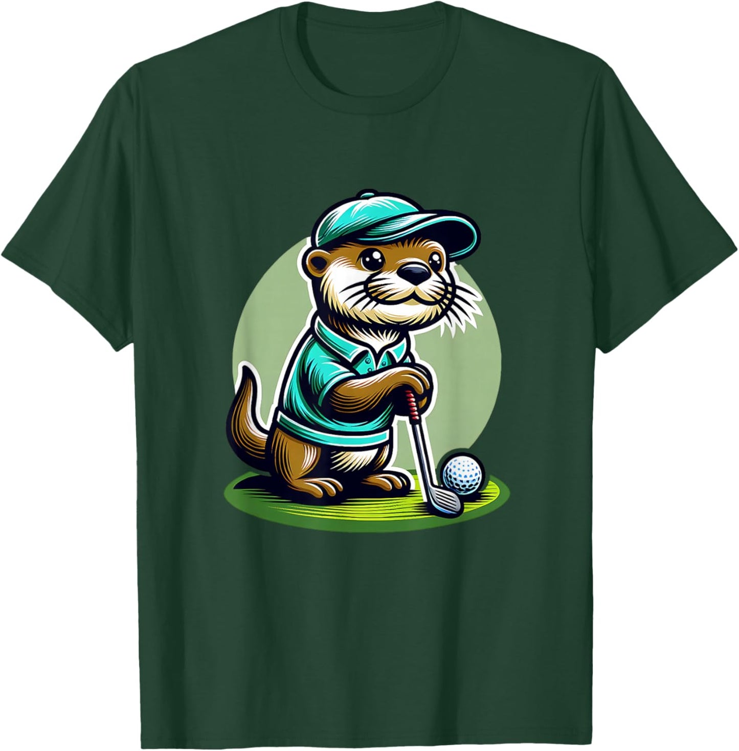 Retired Otter Golfer On Golf Course With Golfclub T-Shirt - T-Shirt | Forest