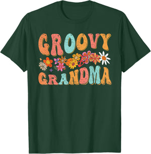 Groovy Grandma Retro Colorful Flowers Design Grandmother T-Shirt - T-Shirt | Forest