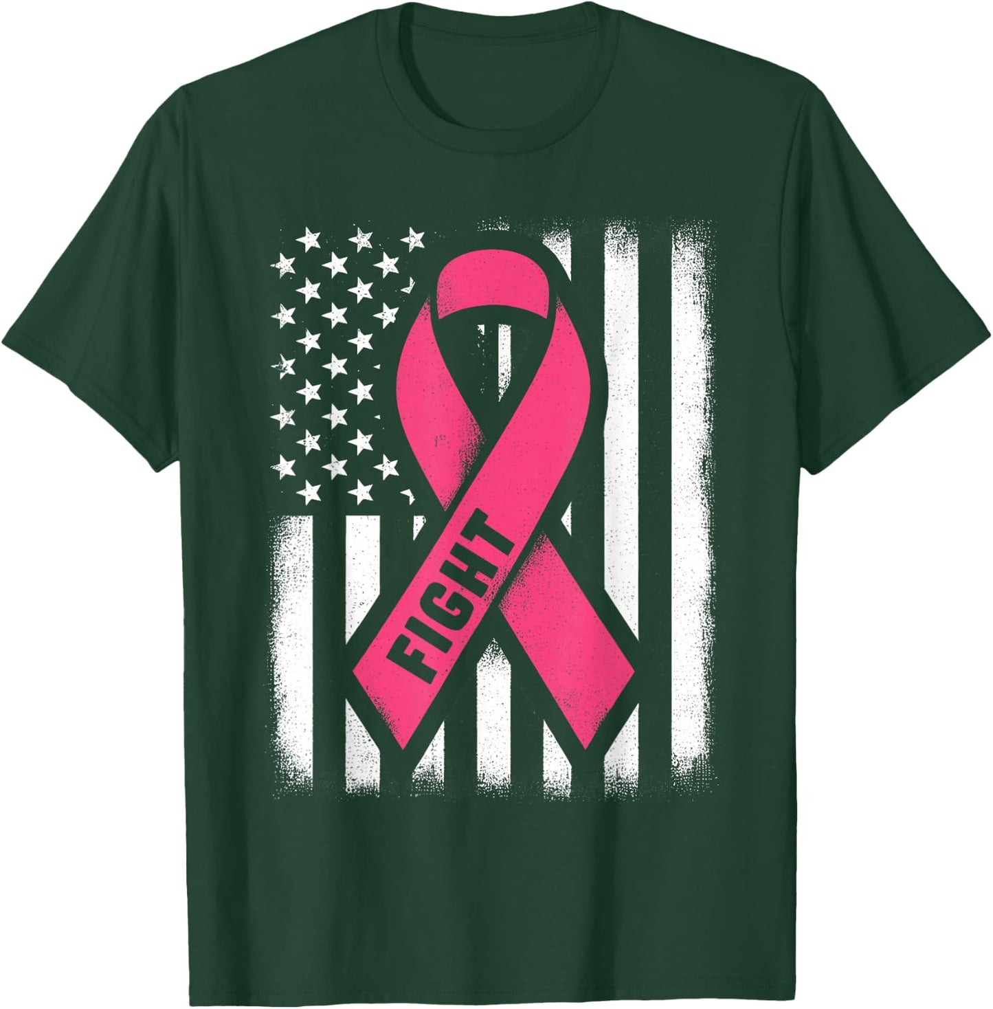 Fight Breast Cancer Shirts Breast Cancer Flag Shirt T-Shirt - T-Shirt | Forest