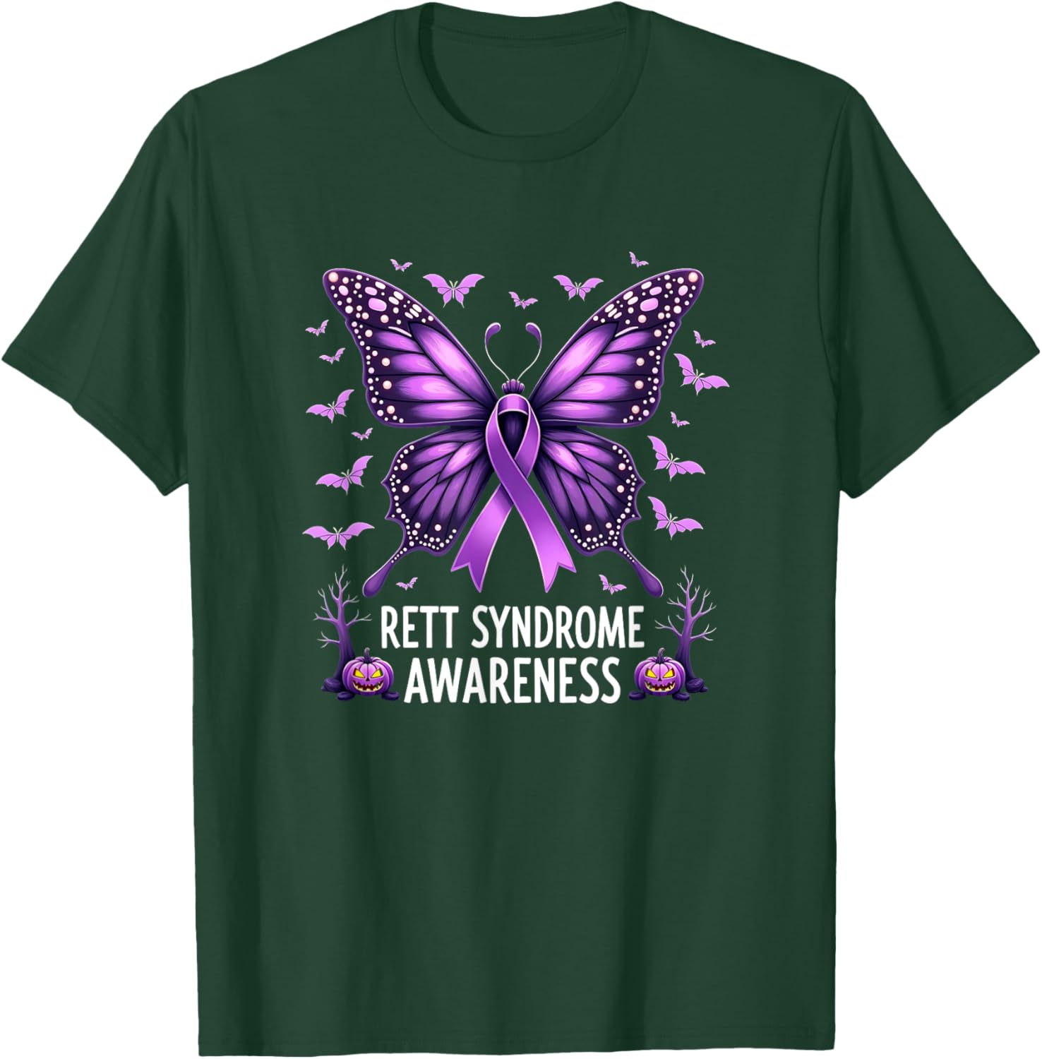 Purple Butterfly Rett Syndrome Awareness Halloween T-Shirt - T-Shirt | Forest