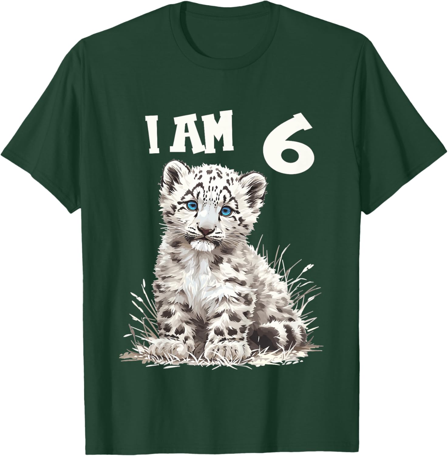 Kids 6 Years old 6 birthday Snow Leopards Boy girl Snow Leopard T-Shirt - T-Shirt | Forest