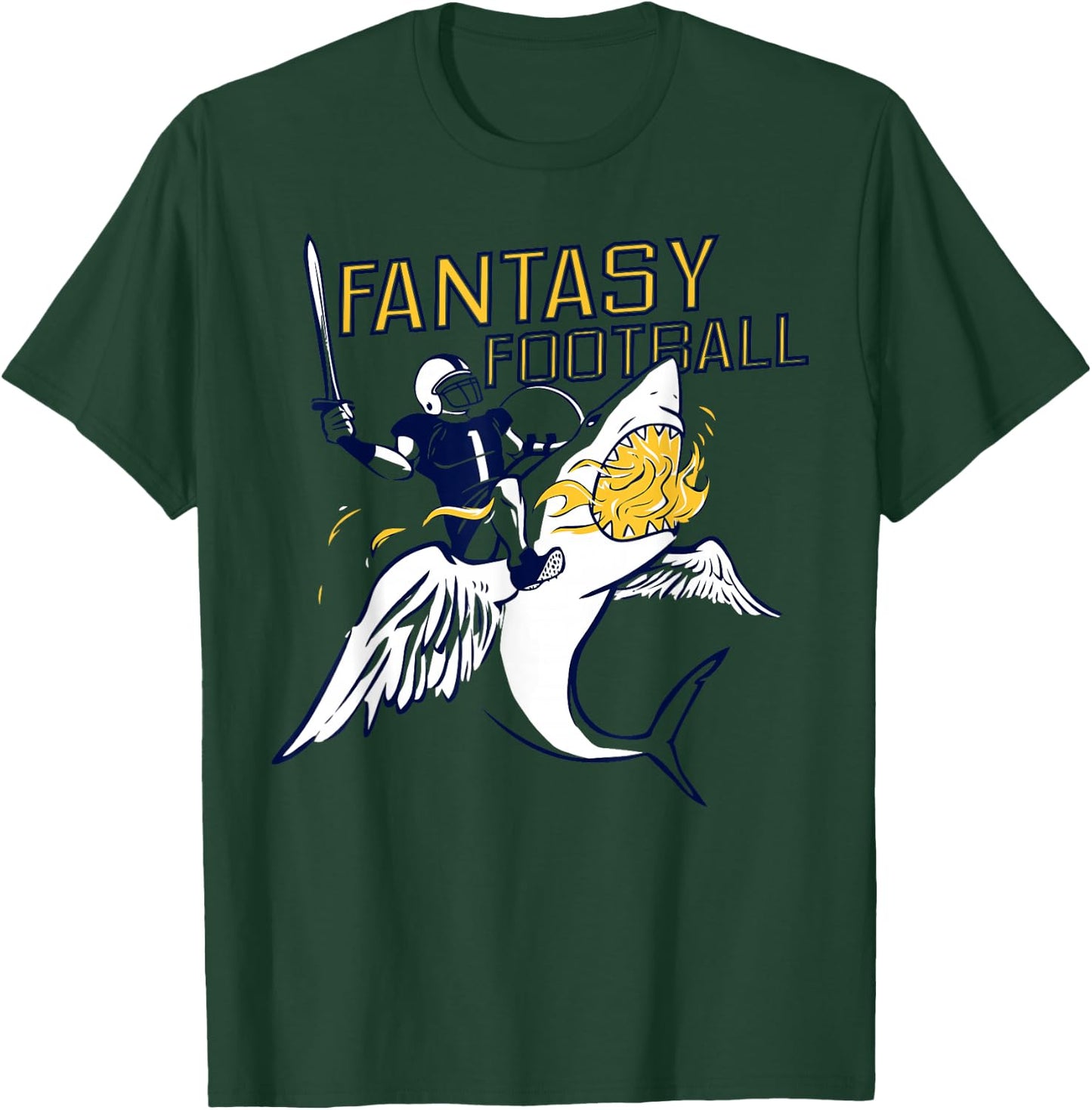 Fantasy Football Shark Funny Draft T-Shirt - T-Shirt | Forest