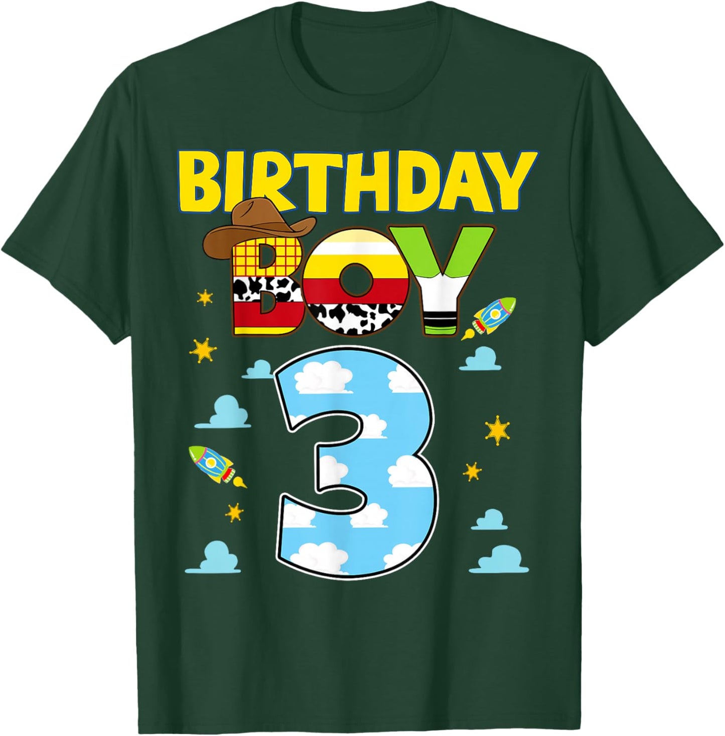 Western Family Birthday Boy Shirt 3 Cowboy 3rd Birthday T-Shirt - T-Shirt | Forest