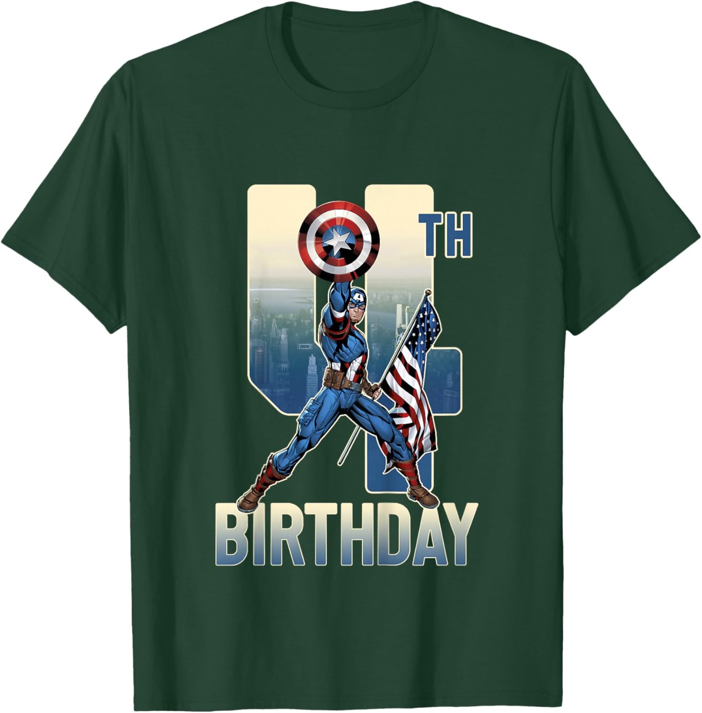 Kids Marvel Avengers Classic Captain America Epic 4th Birthday T-Shirt - T-Shirt | Forest