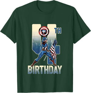 Kids Marvel Avengers Classic Captain America Epic 4th Birthday T-Shirt - T-Shirt | Forest