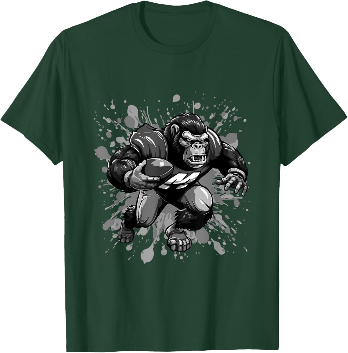 Gorilla Playing American Football Sport T-Shirt - T-Shirt | Forest