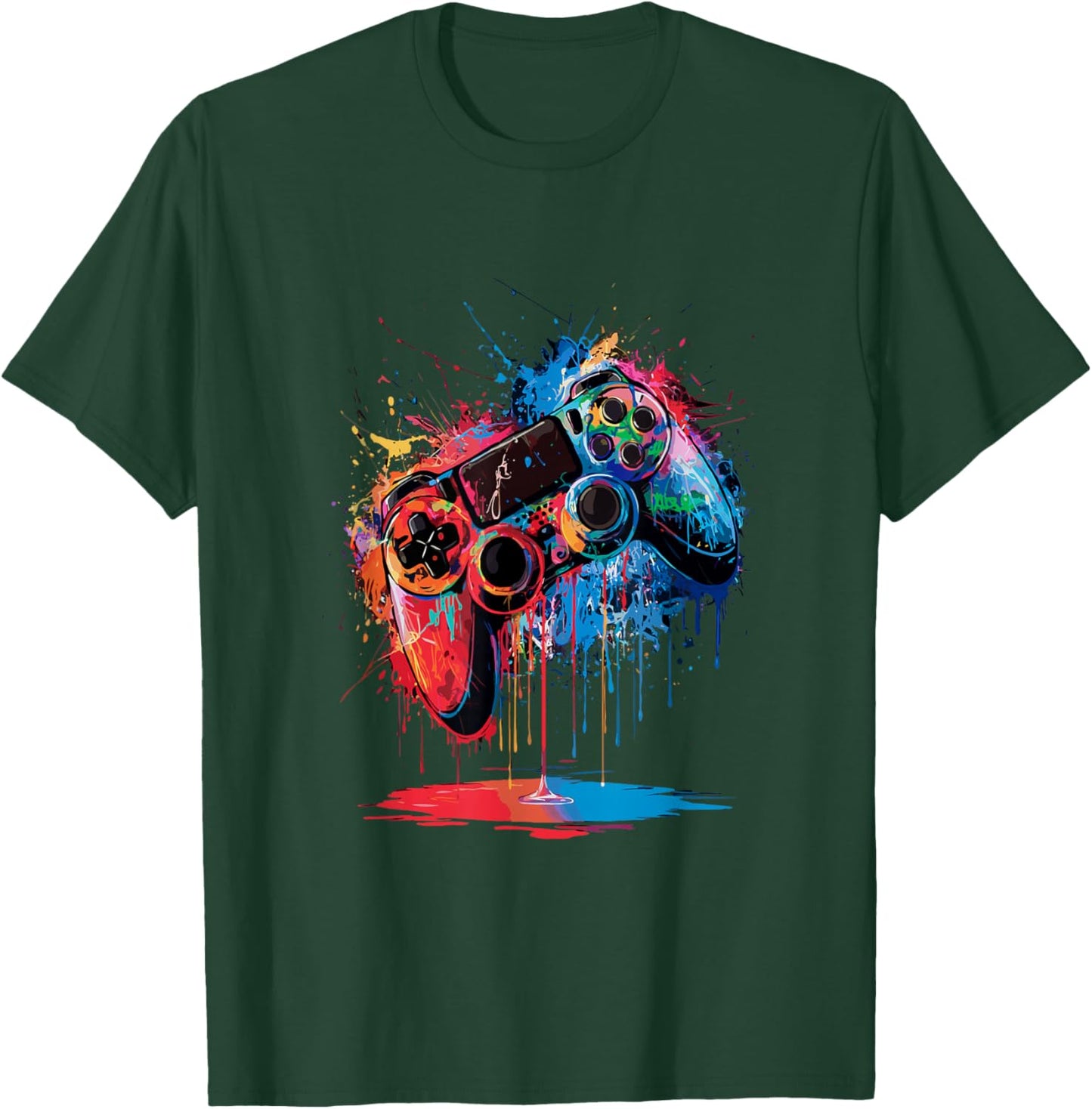 Gamer Video Game Control Pad Paint Dripping Gaming T-Shirt - T-Shirt | Forest