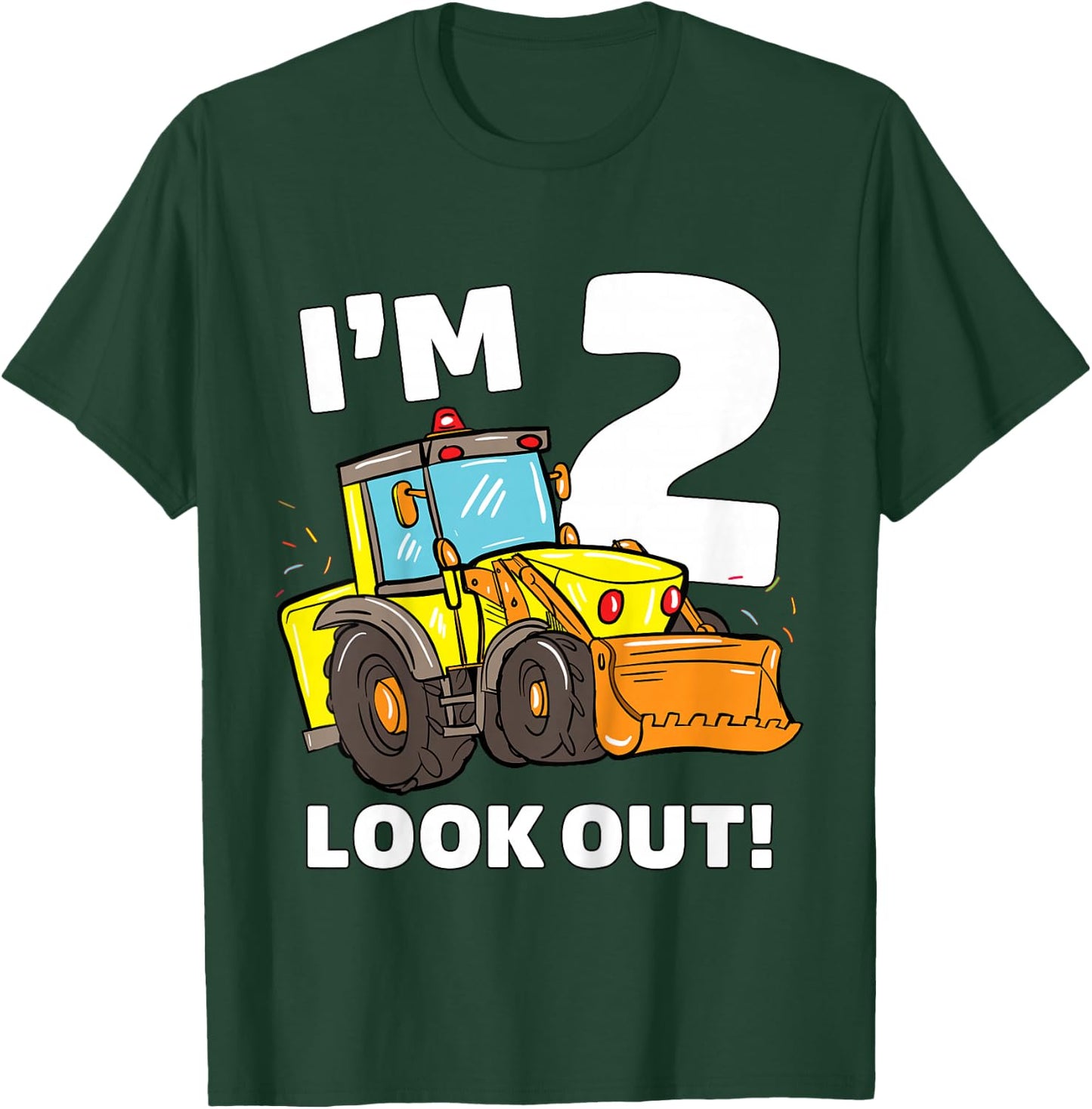 Kids Construction Truck 2nd Birthday Boy 2 Two Bulldozer T-Shirt - T-Shirt | Forest