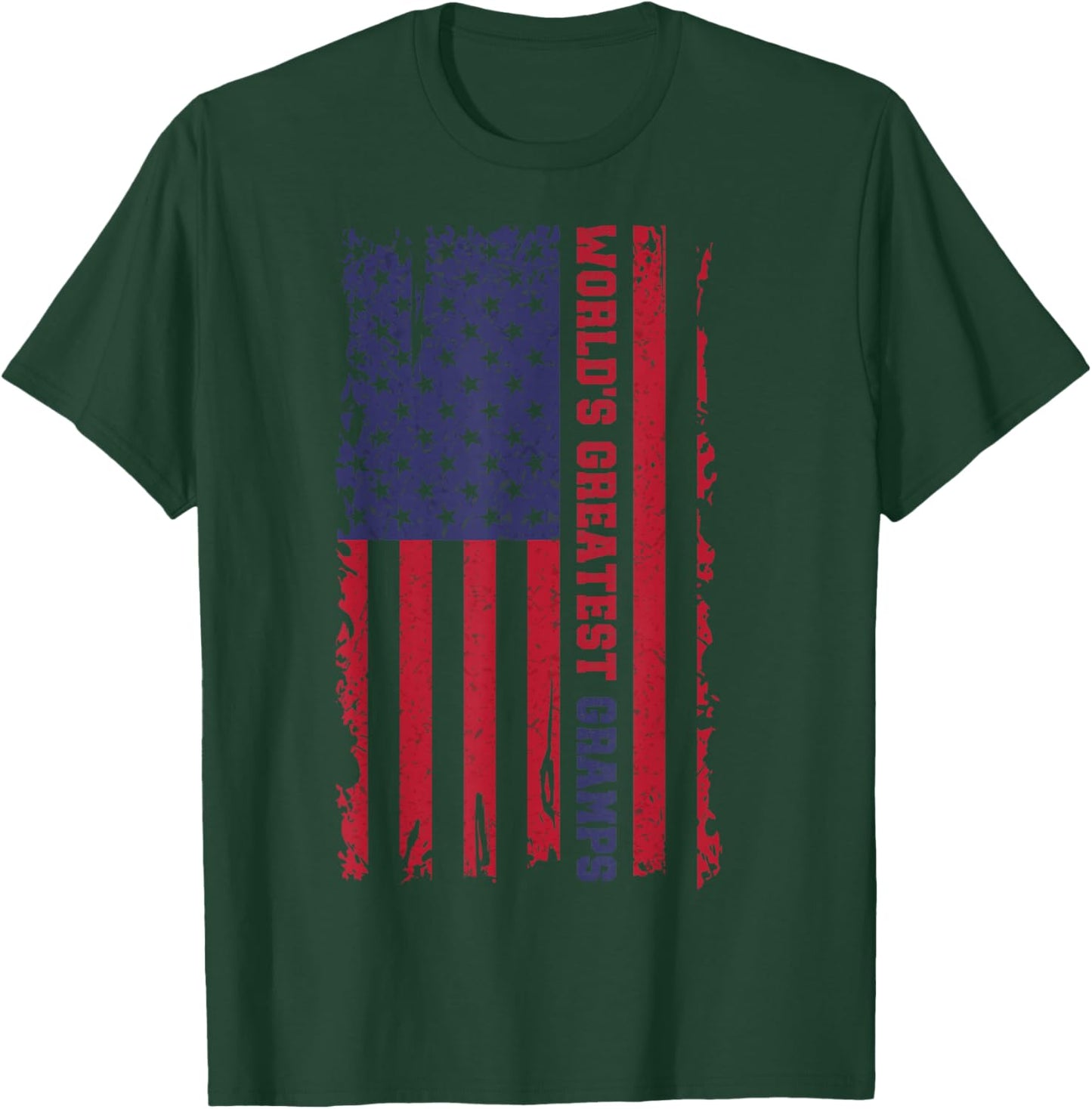World's Greatest Gramps Vintage Father's Day Grandpa US Flag T-Shirt - T-Shirt | Forest
