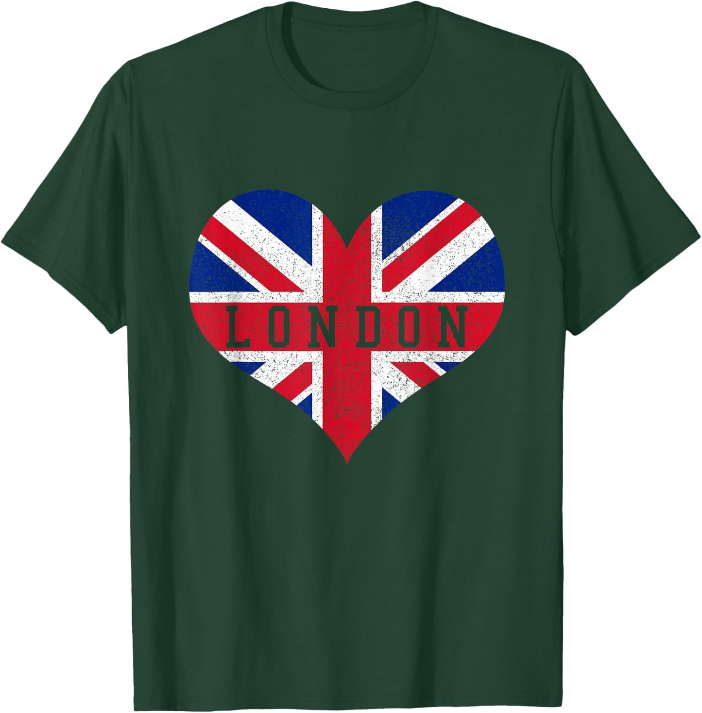 London - Heart Flag Union Jack UK England Souvenir Gift T-Shirt - T-Shirt | Forest