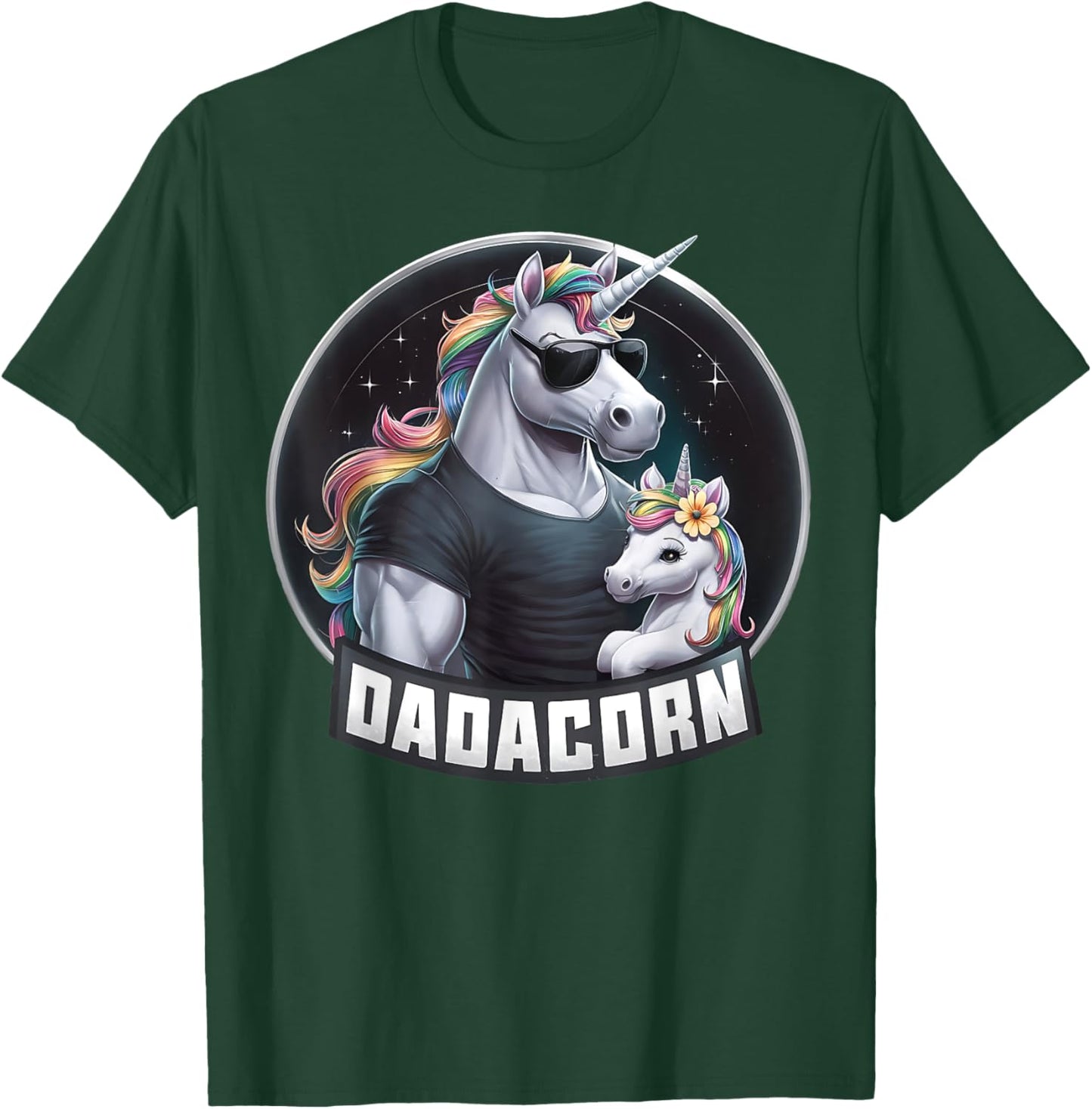 Father's Day Dadacorn Baby Unicorn Dad, Daddy Funny Dadacorn T-Shirt - T-Shirt | Forest