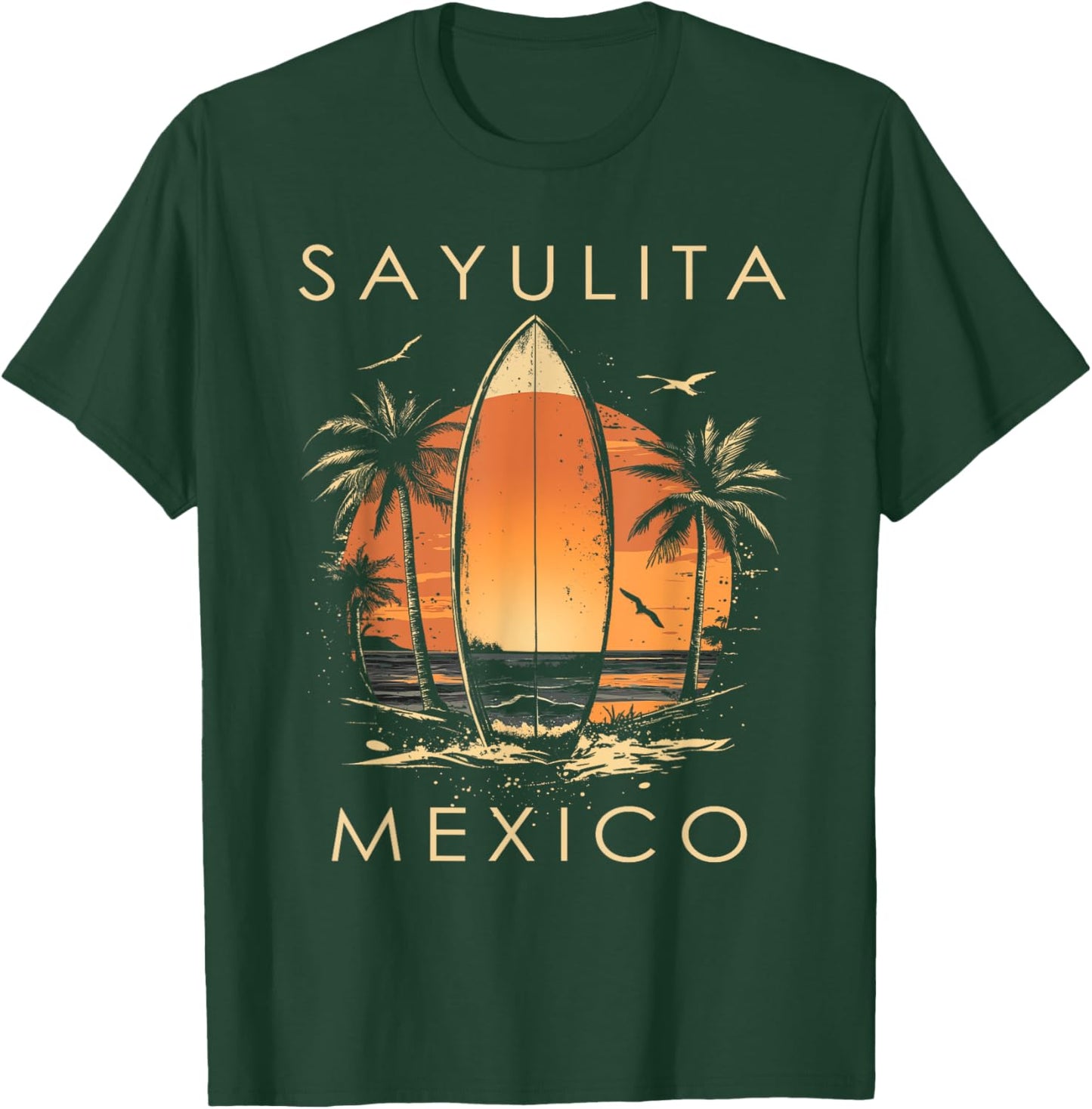 Surfboarder Sayulita Mexico Beach Surfing Surfer Vintage T-Shirt - T-Shirt | Forest