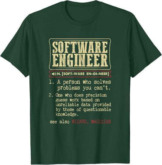 Software Engineer Gift Funny Dictionary Definition T-Shirt - T-Shirt | Forest