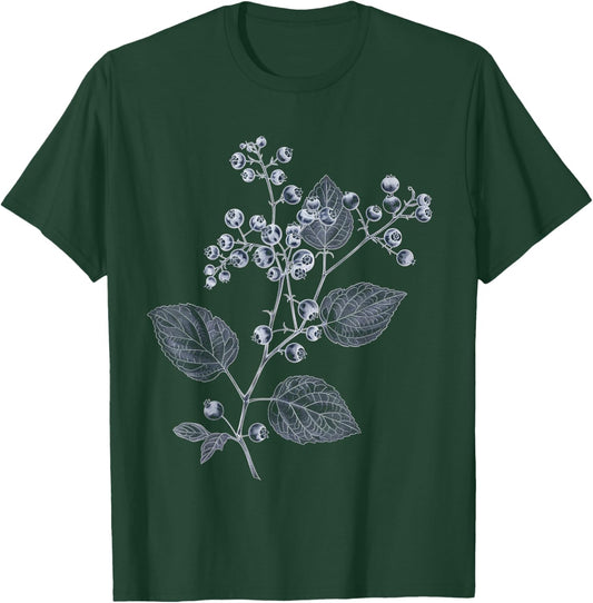 Blueberry Botanical Drawing T-Shirt - T-Shirt | Forest