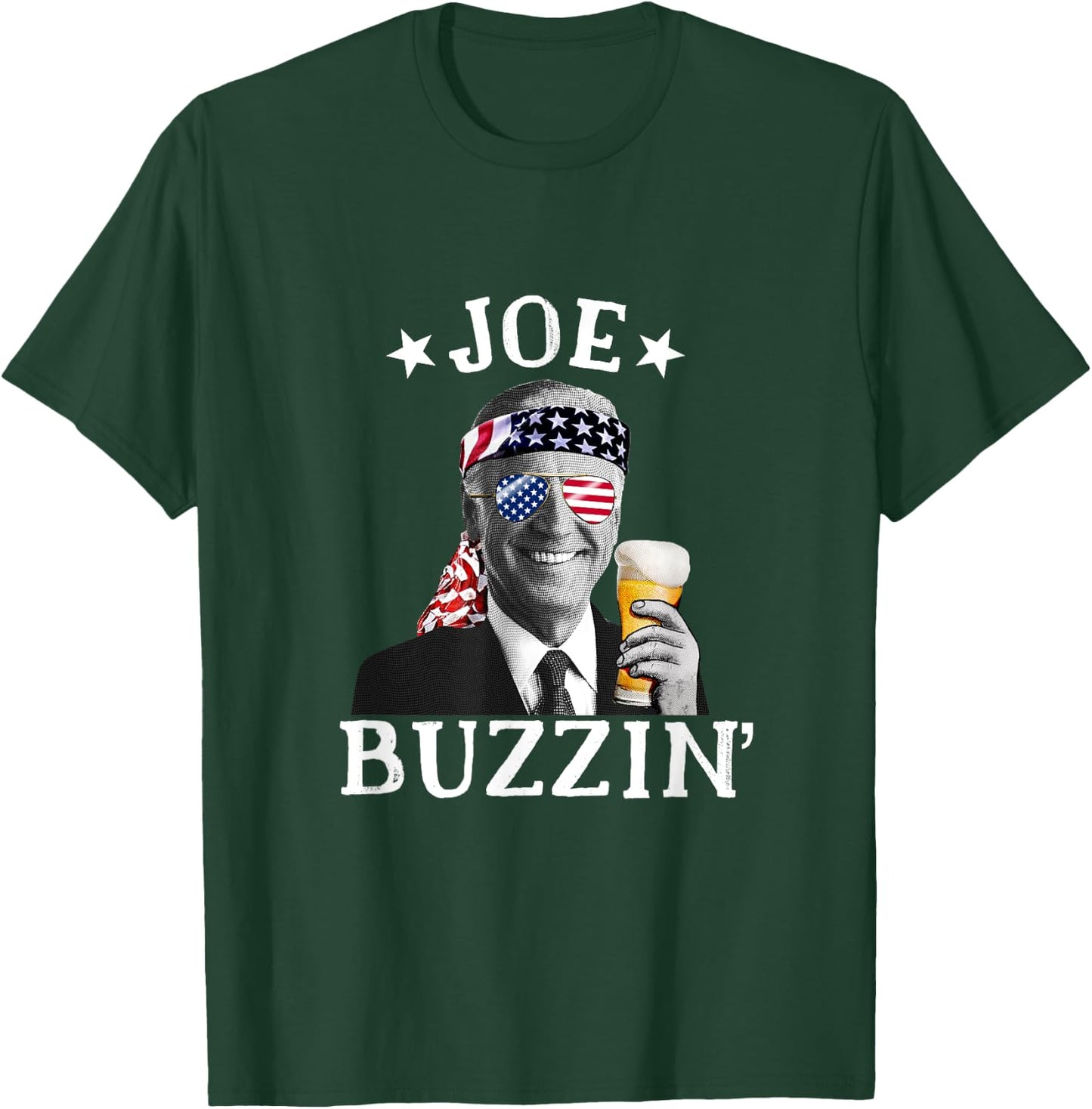Joe Buzzin' Patriotic July 4th Drinking President Joe Biden Men T-Shirt - T-Shirt | Forest