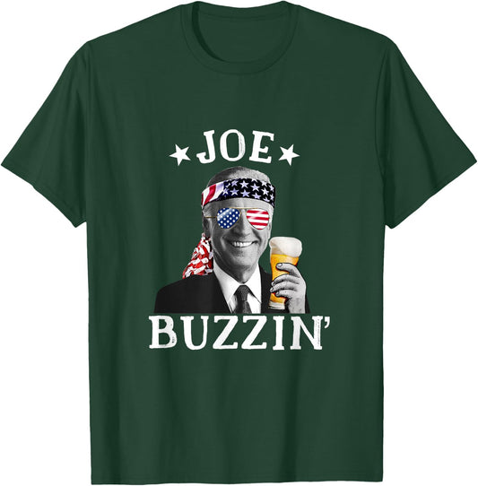 Joe Buzzin' Patriotic July 4th Drinking President Joe Biden Men T-Shirt - T-Shirt | Forest