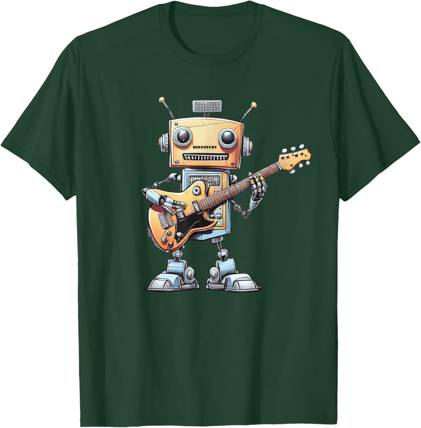 Funny Guitarist Robot Guitar Player Musician Robotics Gift T-Shirt - T-Shirt | Forest