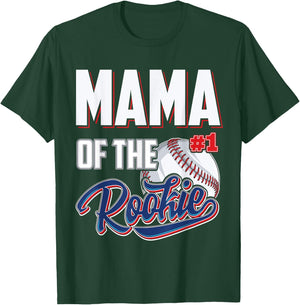 Mama of Rookie 1 Years old Team 1st Birthday Baseball T-Shirt - T-Shirt | Forest