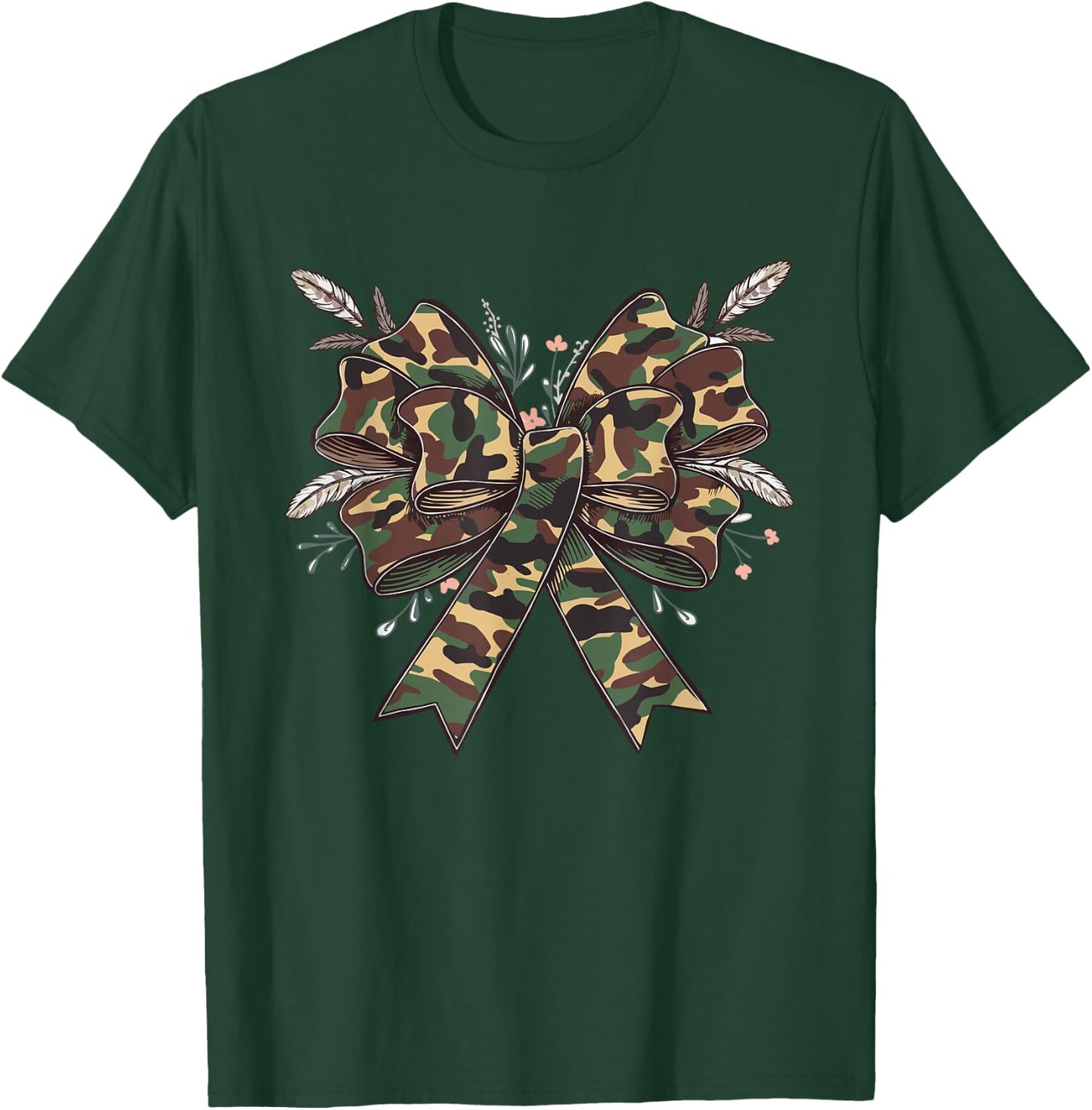 Coquette Camo Bow Camouflage Antlers Hunting Duck Women Girl T-Shirt - T-Shirt | Forest