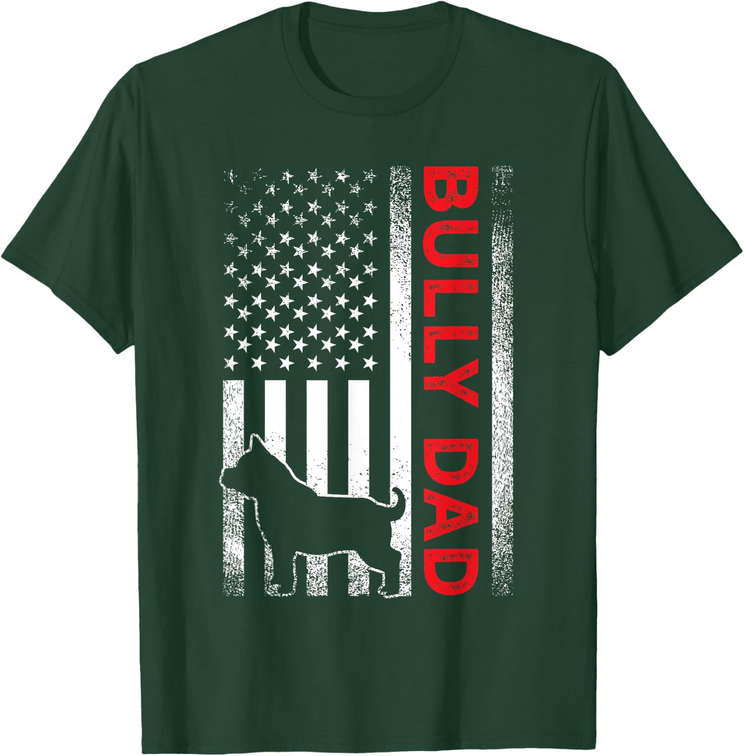 Bully or pitbull dog DAD vintage american flag papa gifts T-Shirt - T-Shirt | Forest