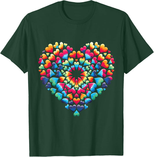 Vibrant Heart Tie-Dye Explosion Colorful rainbow Love T-Shirt - T-Shirt | Forest