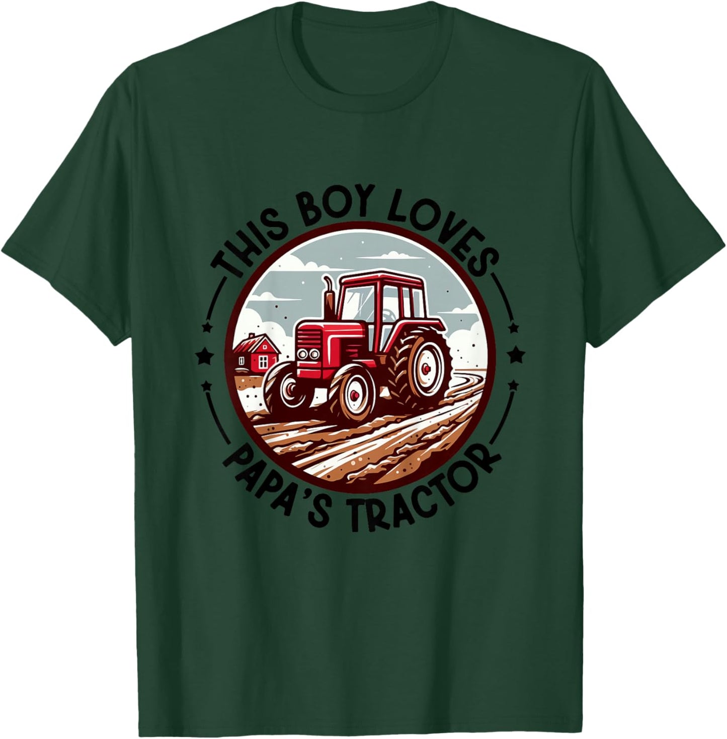 Kids Farm Grandpa's Tractor This Boy Loves Papa's Tractor Farming T-Shirt - T-Shirt | Forest