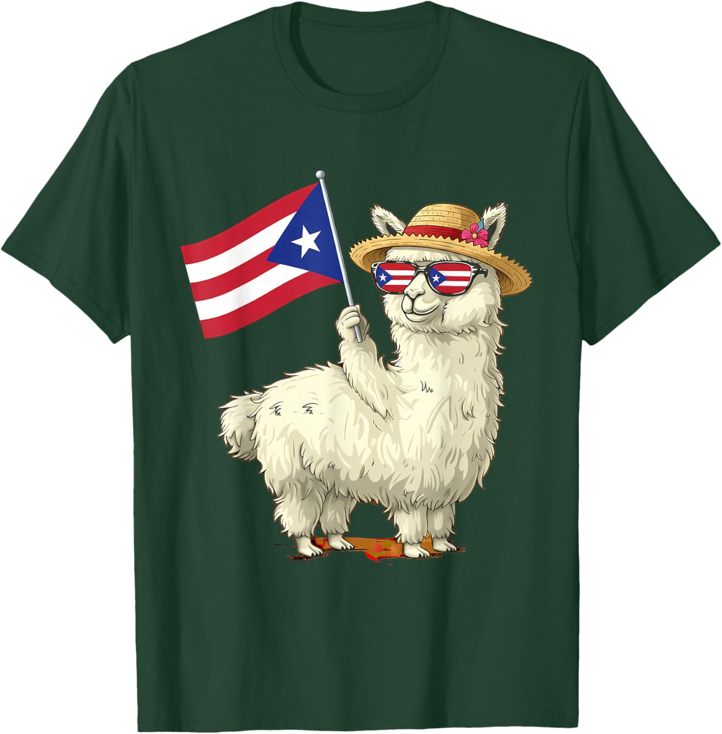 Puerto Rico Flag Llama Boricua Puerto Rican Flag Alpaca T-Shirt - T-Shirt | Forest