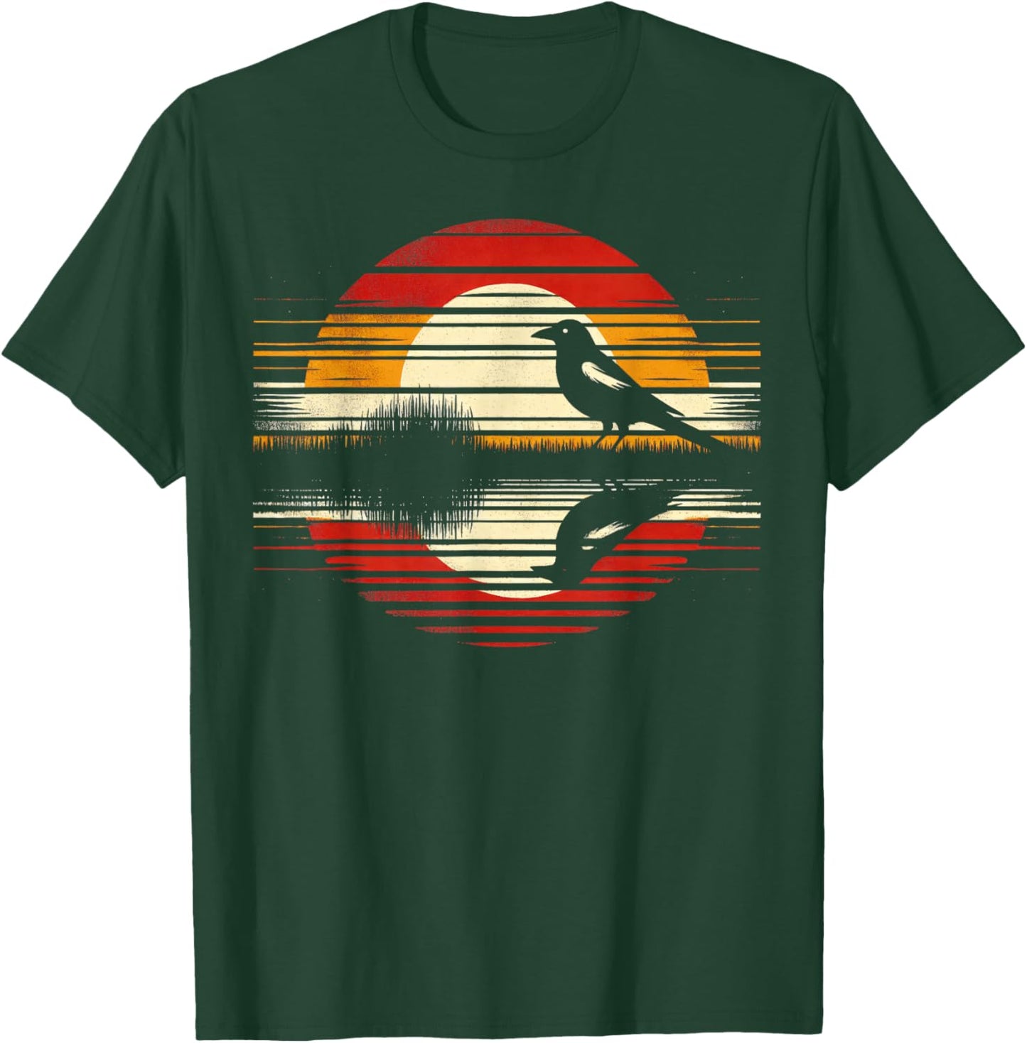 Magpie Bird Sunset Retro Style Safari Vintage 70s T-Shirt - T-Shirt | Forest