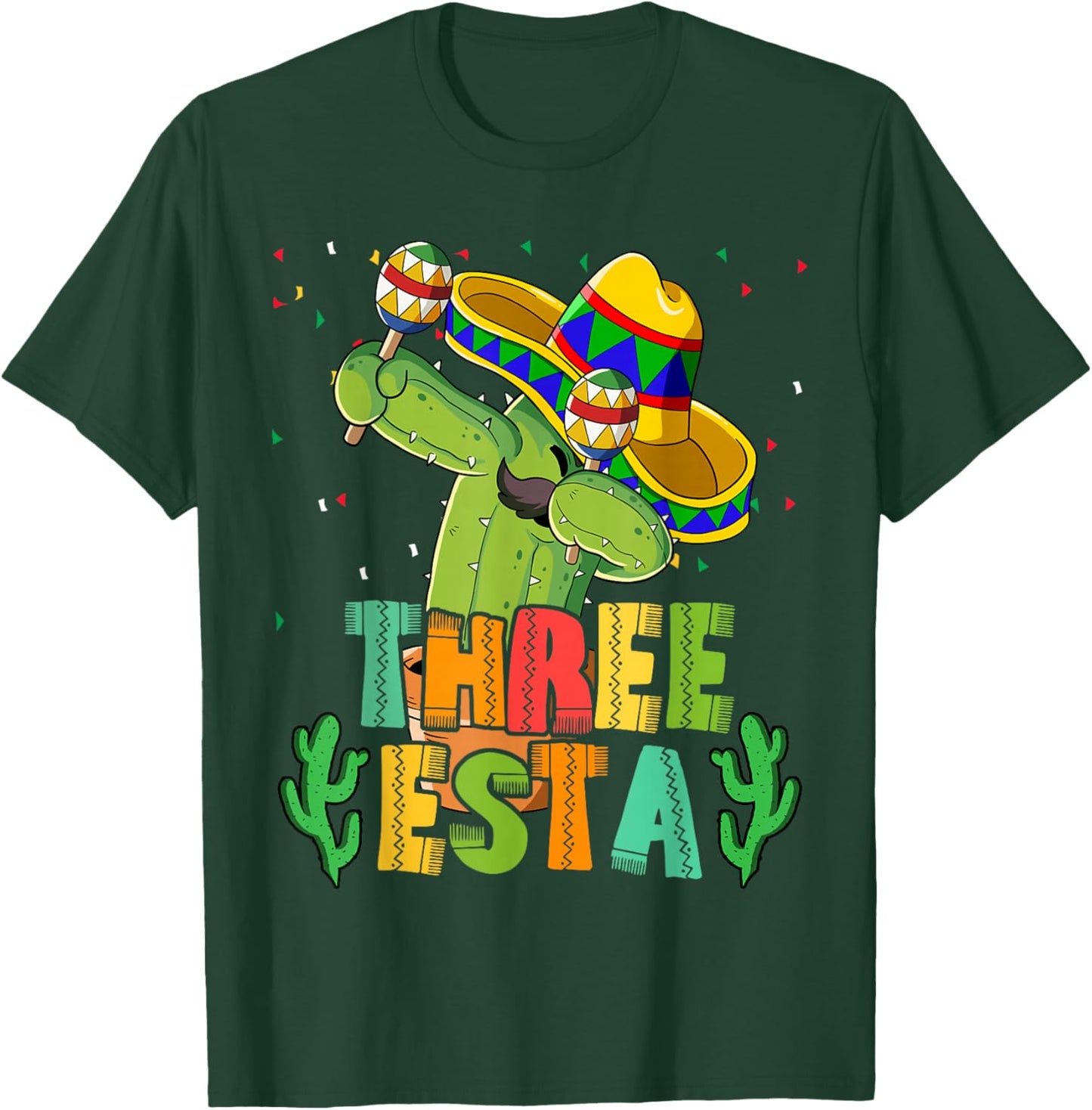 Mexican Themed Party 3rd Birthday Three Esta T-Shirt - T-Shirt | Forest