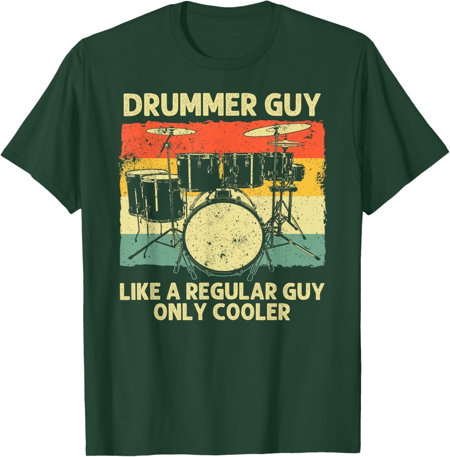 Funny Drumming Art Dad Drumline Drum Set Drummer T-Shirt - T-Shirt | Forest