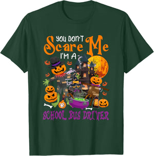 Don't Scare Me I'm A School Bus Driver Halloween Pumpkin T-Shirt - T-Shirt | Forest