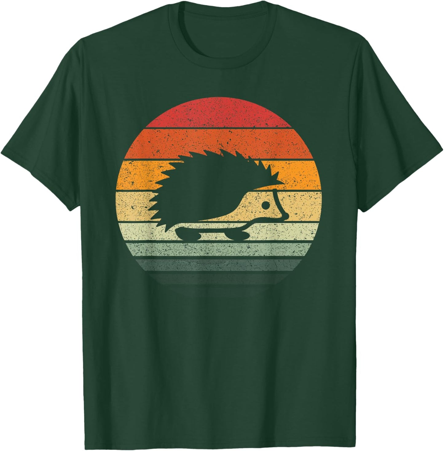 Vintage Retro Sunset Hedgehog T-Shirt - T-Shirt | Forest
