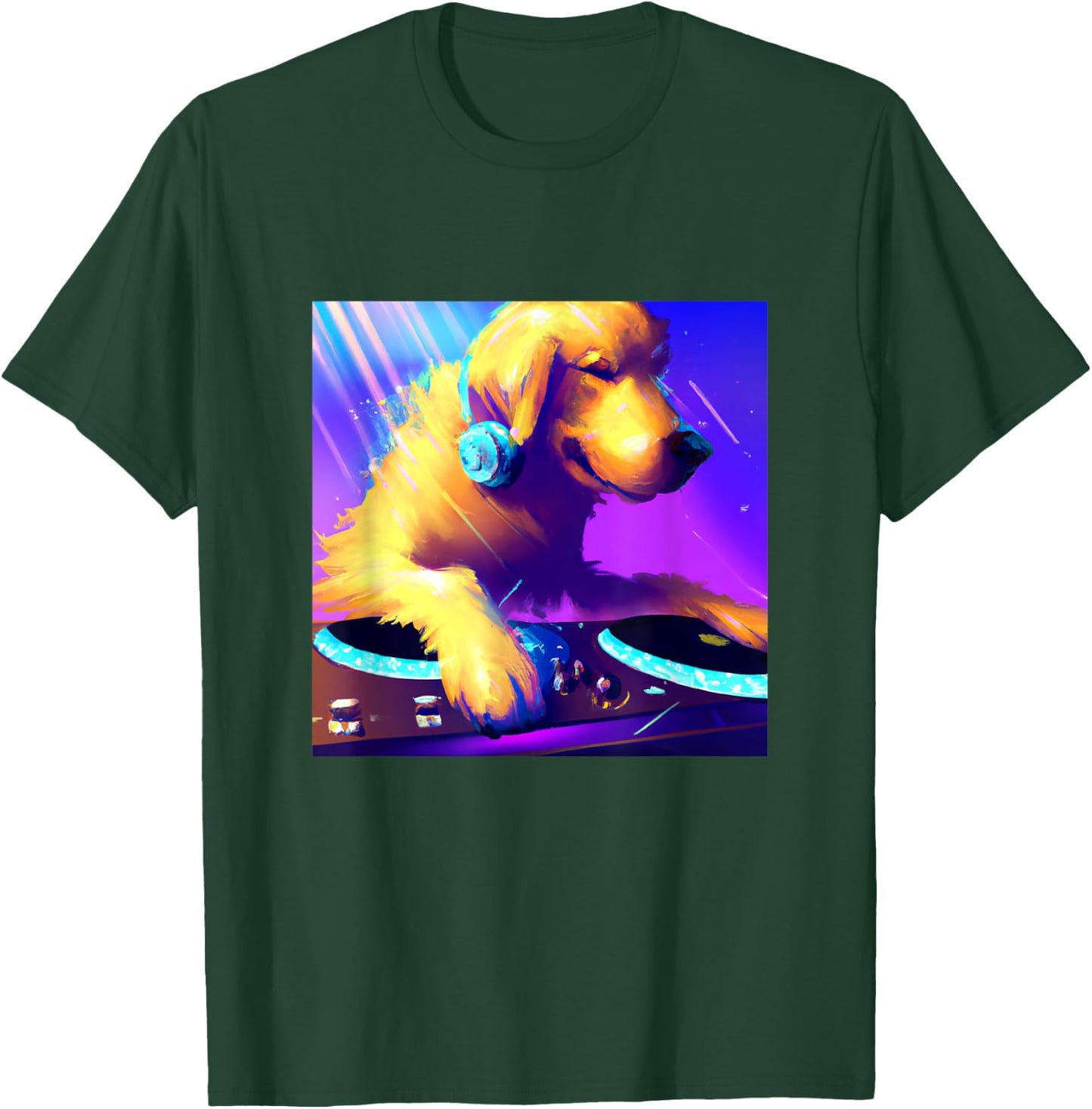 Golden Retriever Vaporwave DJ Dog Shirt Aesthetic Boys Girls T-Shirt - T-Shirt | Forest